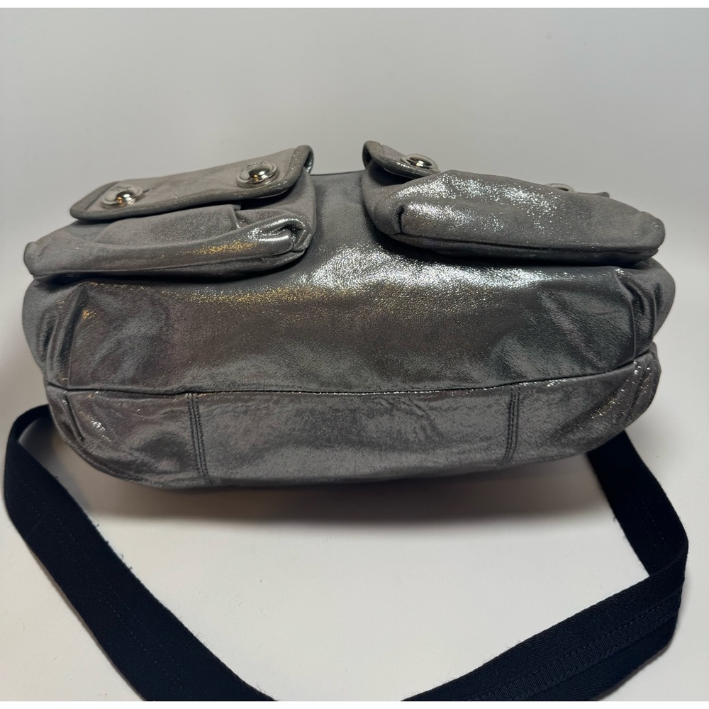 SOLD Coach Poppy Silver Metallic Double Pocket Satchel/Shoulder Bag #14561 – Y2K - Picture 6 of 14